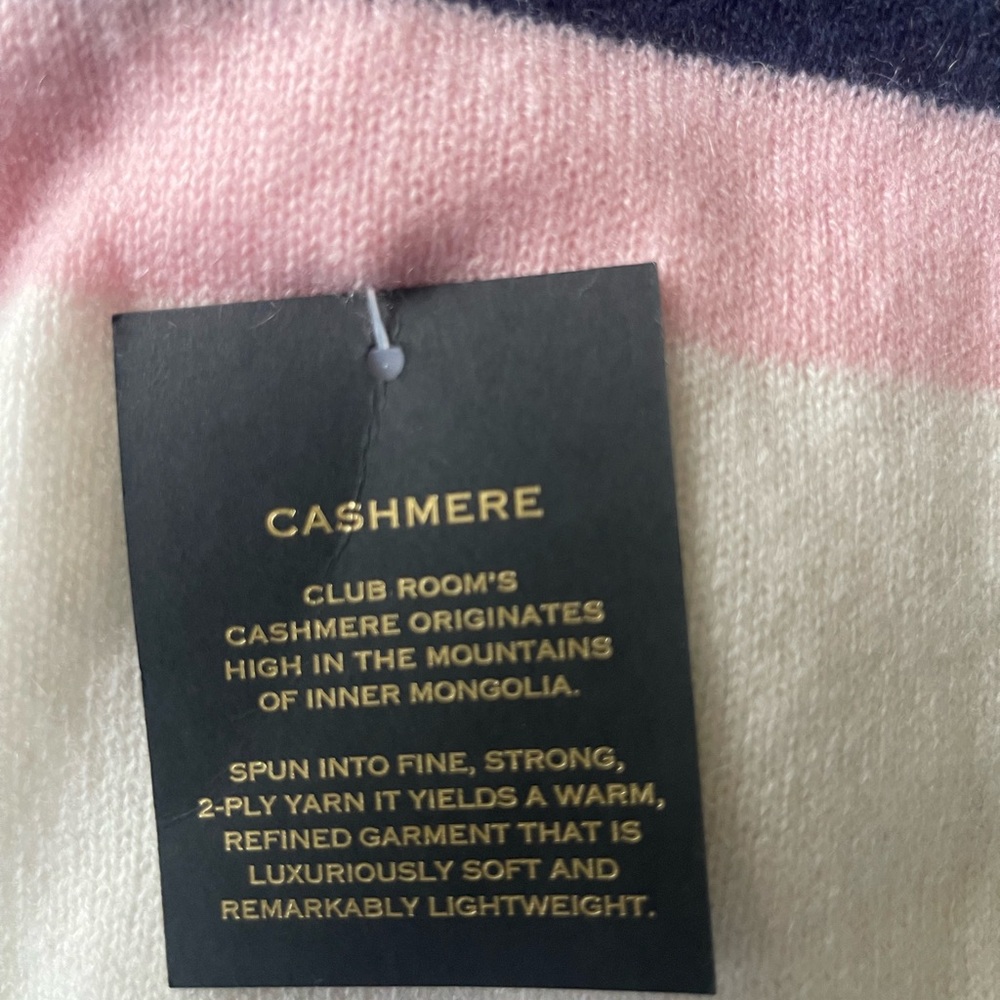 Club Room Pink and Navy 100% Cashmere Scarf NWT - Picture 2 of 4